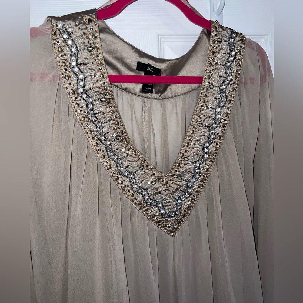 Beaded vneck batwing top blouse